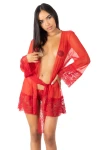 Dámske krajkové kimono červené 3236 - foto 1