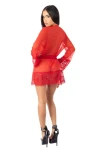 Dámske krajkové kimono červené 3236 - foto 4
