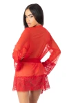Dámske krajkové kimono červené 3236 - foto 2
