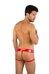 Pánský lesklý jockstrap červený 7333 - foto 2