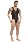 Pánské leopardí body tanga černé 7478 - foto 3