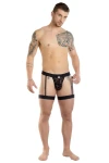 Men's Leopard Print Suspender Thong Black 7483 - foto 4