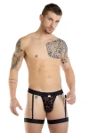 Men's Leopard Print Suspender Thong Black 7483 - foto 1