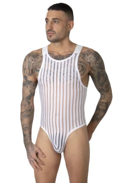 Pánske transparentné body tanga biele 7447