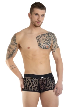 Pánske push-up boxerky leopardie čierne 7479