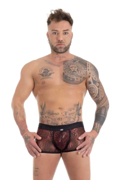 Pánske lesklé boxerky čierne-červené 7552