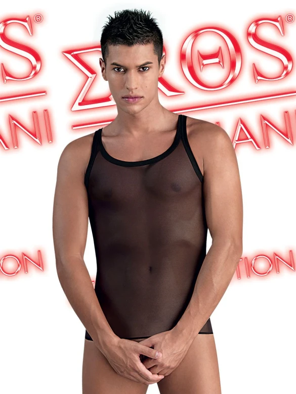 Men's Transparent Tank Top Black 7089