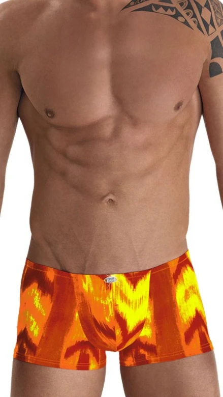 Men's Boxer Swim Shorts in Orange-Yellow 7136