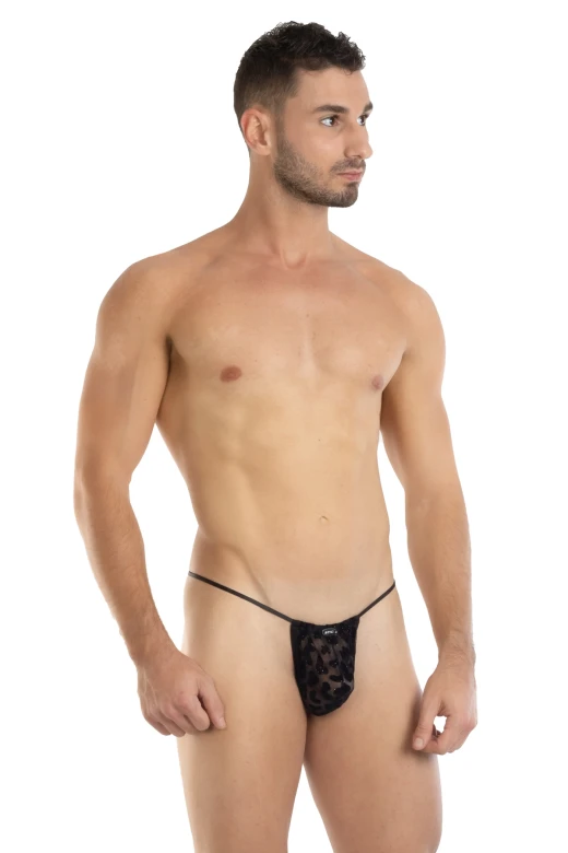 Pánske leopardie tanga čierne 7484