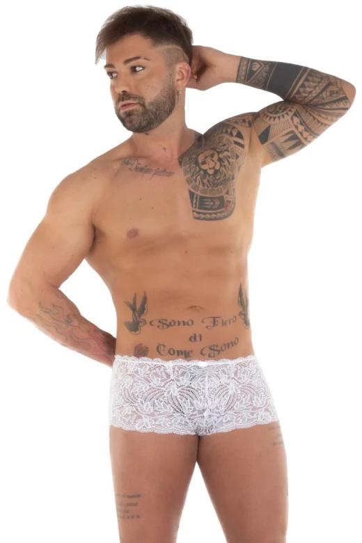 Pánske krajkové boxerky biele 7518