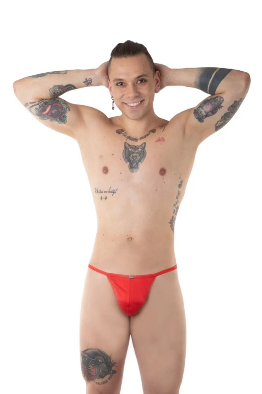 Men's Red Swim Thong 7543