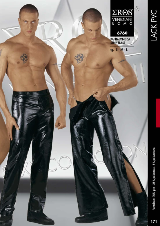Men's Glossy PVC Pants Black 6760